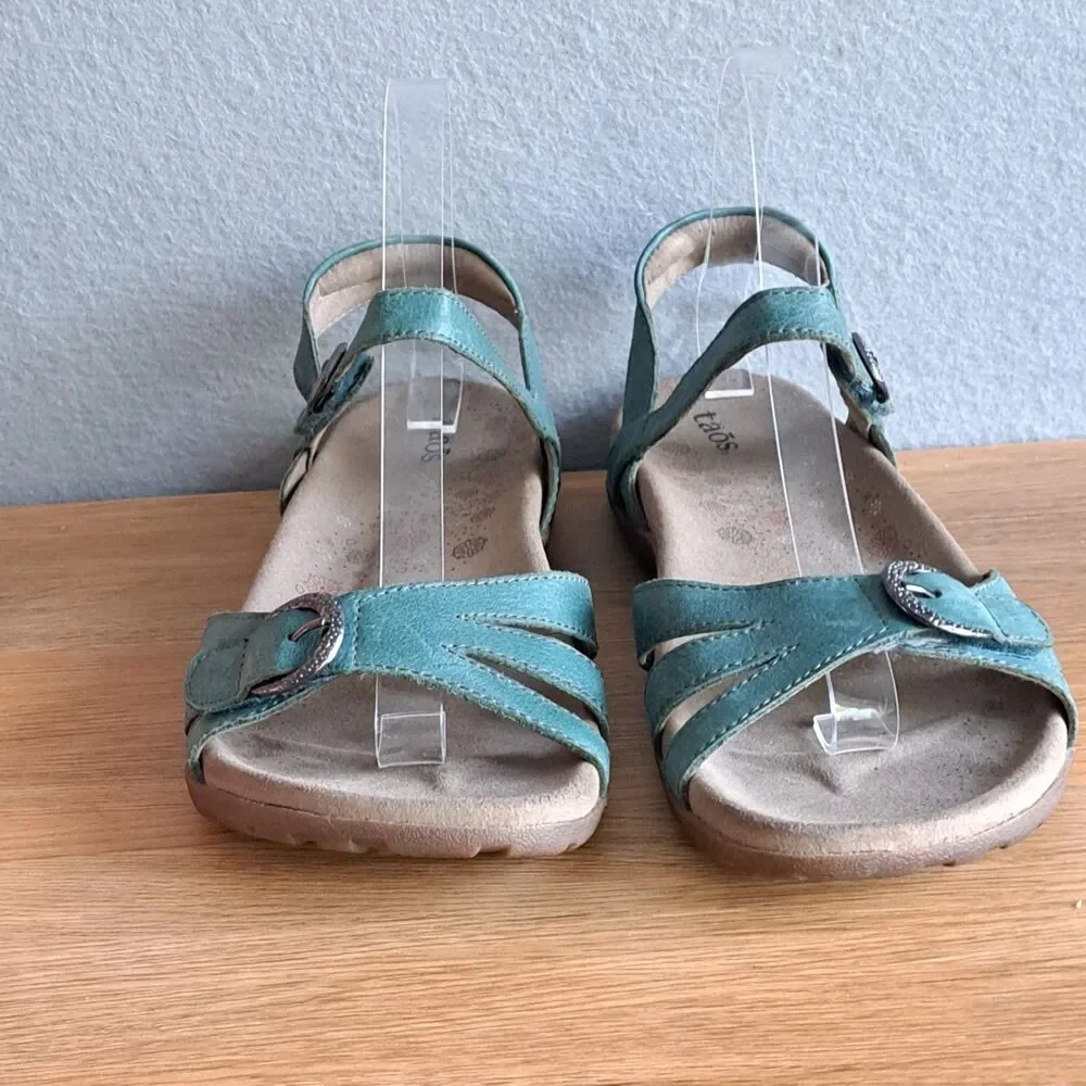 Taos Footwear Teal Leather Adjustable Strap Sandals for Women - Picture 2 of 13